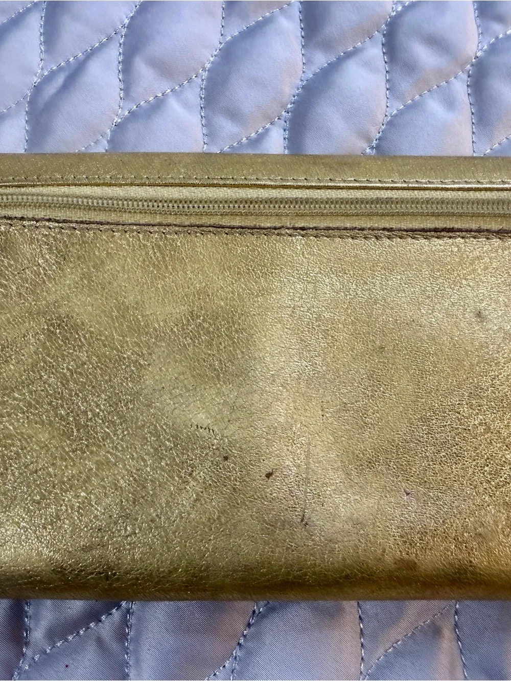 Metallic Gold Phone Wallet Case with Embossed Monogram Detail